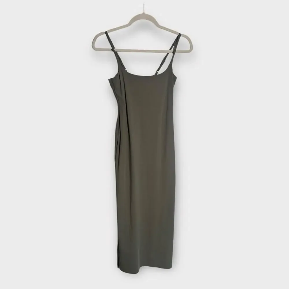 NEW Open Edit Smooth Edit Strappy Midi Slipdress, Olive Green Midi Dress, XS - Picture 7 of 12